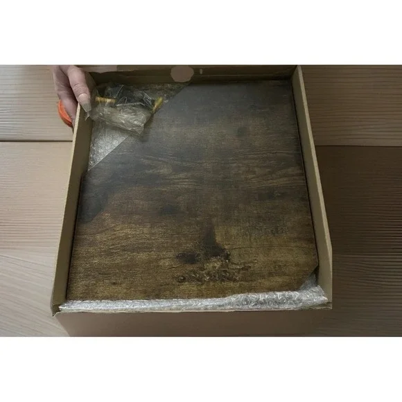 Rol Des Corner Shelf Floating Wall Mount, Rustic‎ Brown Wood Hardware Included