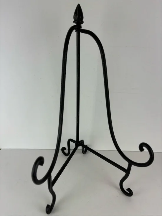 Large Wrought Iron Folding Picture/Easel Stand-Black Finish