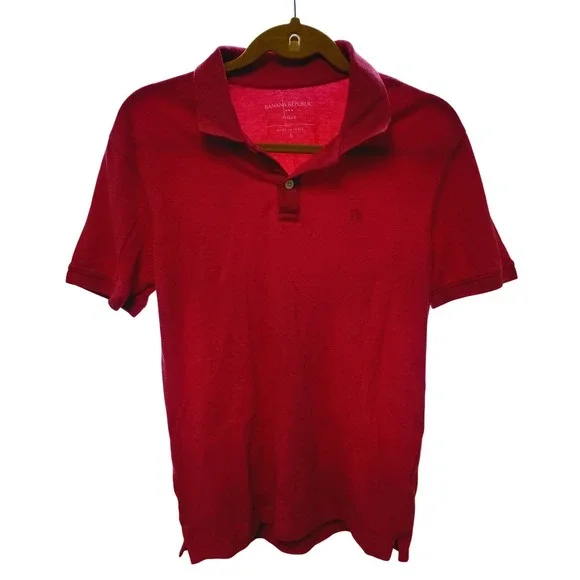 Banana Republic Mens Pique Polo Shirt Red Short Sleeve Size S Small