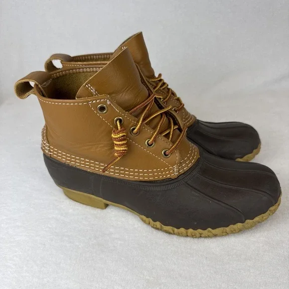 LL Bean 6 Inch Leather Duck Boots Waterproof Bean Boots - Women's 9M Brown
