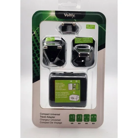 Voltix by Xit Group Compact Universal Travel Adapter US EU To EU/UK/AU/US