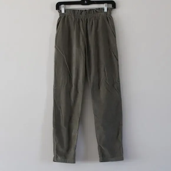 NWT Bonpoint Fetiche Green Straight Leg Paperbag Waist Corduroy Pants Trouser 12