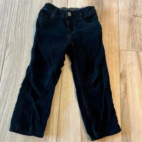 Hanna Andersson Boys Black Corduroy Pants Size 4-5 Casual Elastic Waist