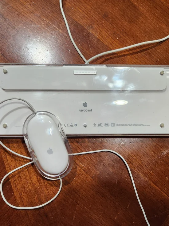 Apple White Wired Keyboard and Clear-Edged White Mouse