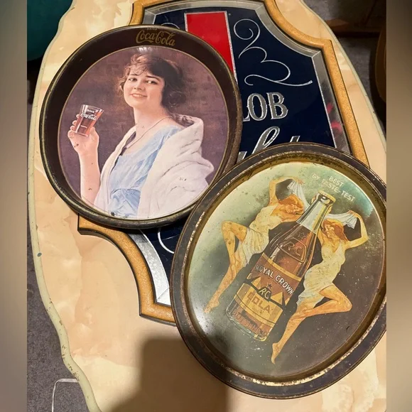 Vintage Coca-Cola and RC Cola Trays