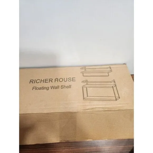 RICHER HOUSE 2+1 Tier Wall Mounted‎ Floating Shelves Set of 2 Black Wood