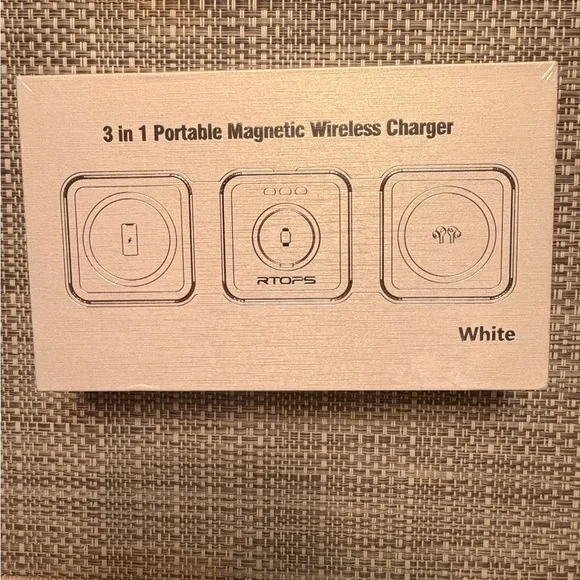 White 3 in 1 Portable Magnetic Wireless Charger