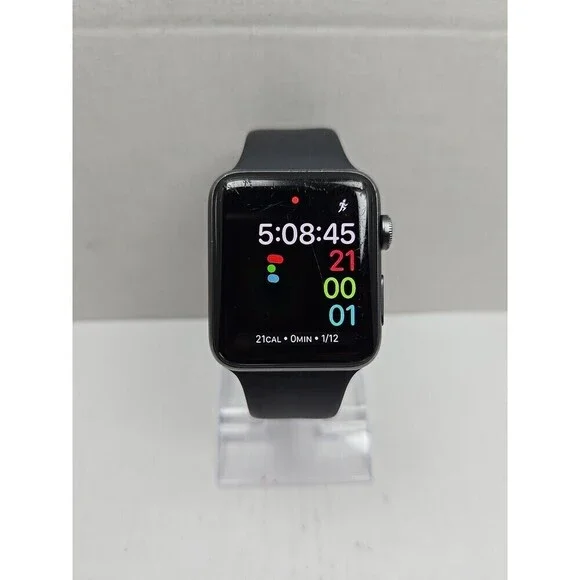 Apple Watch Series 3 42mm GPS Space Gray Aluminum Black Sport Band A1859 MTF32LL