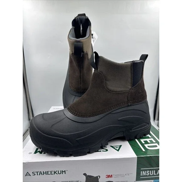 Staheekum Men's Waterproof Insulated Winter Snow Lace Up Boots Brown SIZE 12