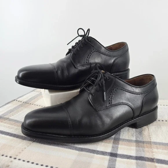 Johnston & Murphy XC4 Mens Black Leather Waterproof Cap Toe Dress Shoes 8.5