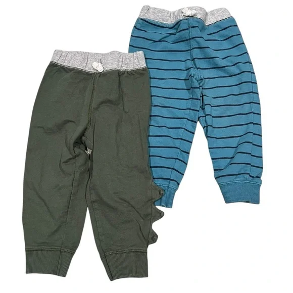 Carter’s Baby Boy Jogger Pants Bundle 18M | Green & Blue Striped | 2-Pair