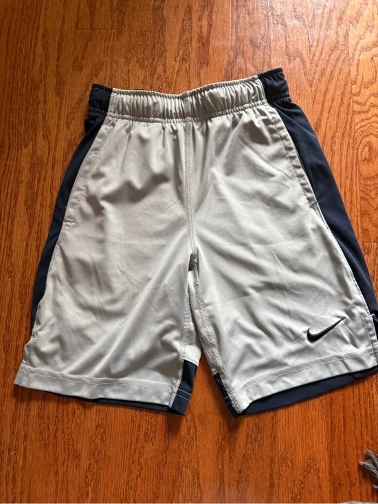 Nike Boy’s Performance Athletic Shorts - Light Gray with Navy, small