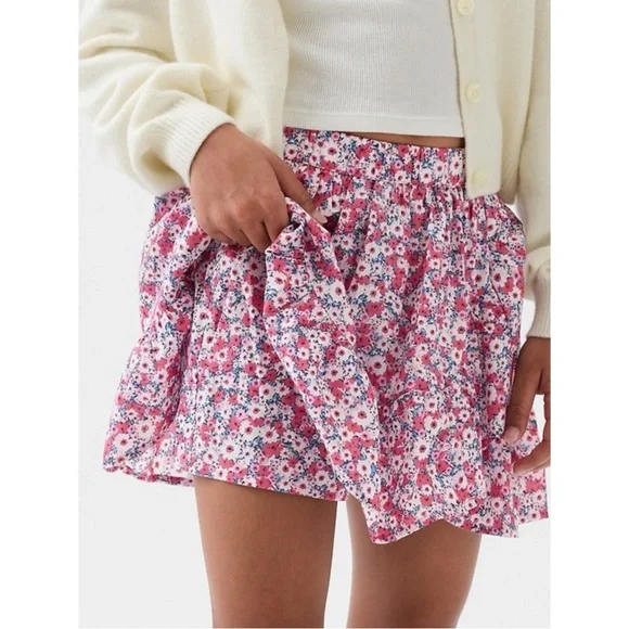 Gap Kids Pink Floral Pull-on Ruffle Skort Girls M 8