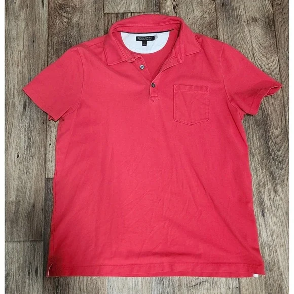 Banana Republic Polo Shirt Men's Large Red Cotton Pocket Golf Short Sleeve