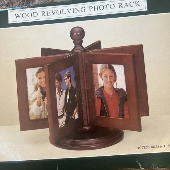 Vintage Caldor Wood Revolving Photo Rack