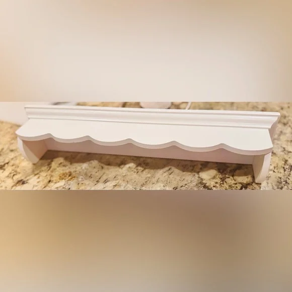 SHABBY CHIC White Wooden Scalloped Floating Shelf - 18” Long
