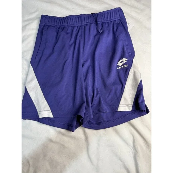Lotto Kids Soccer Shorts Purple Drawstring Elastic Waist Size M