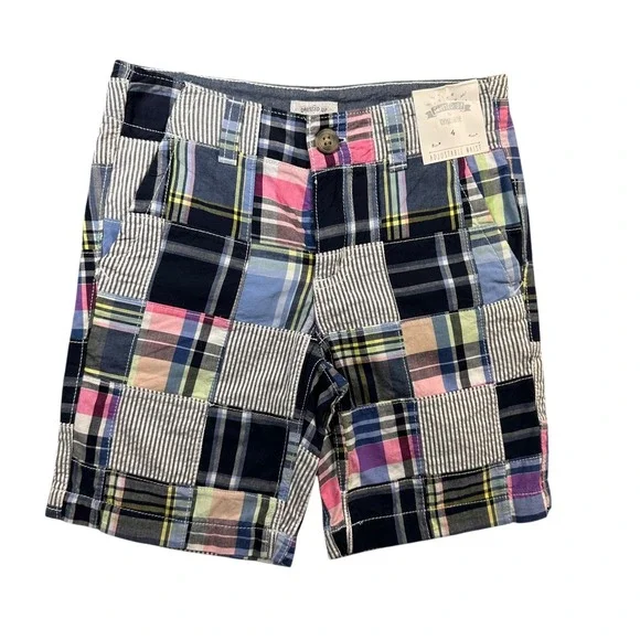 Gymboree Kids Patchwork Plaid Shorts Adjustable Waist‎ Size 4
