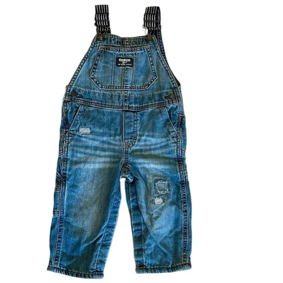 OshKosh B'gosh Distressed Blue Overalls - Size: 18 Months