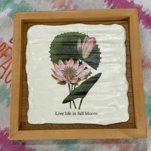 Floral Wall Art with Wooden Frame Inspiration Home or Office 7” x 7” x 1.5”
