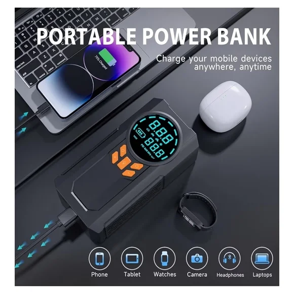High-Capacity Black Power Bank with LED Display
