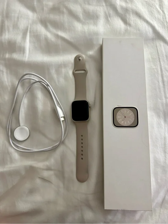 Apple Watch Series 8, 41mm with Sand/Beige Silicone Apple Band