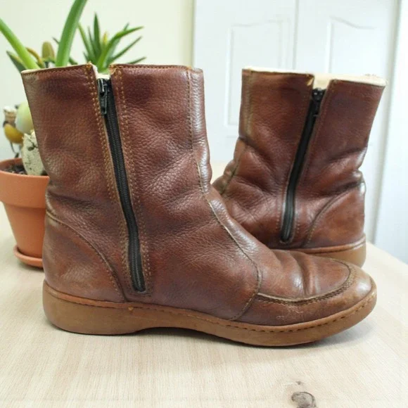 Vintage BATES Floaters Boots‎ 9.5 M Brown Leather Boots Wool Lining