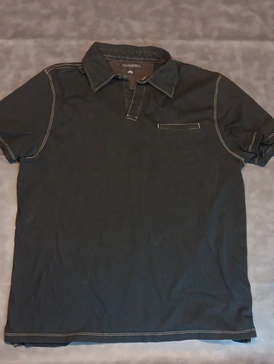 Banana Republic Black Fitted Pima Polo with Contrast Stitching - Large