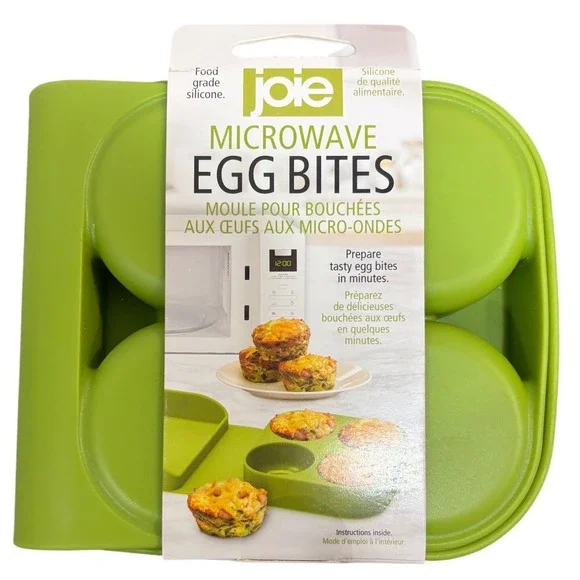 Joie Microwave Egg Bites Maker Food Grade Silicone 4 Cavity Mold Lime Green NEW