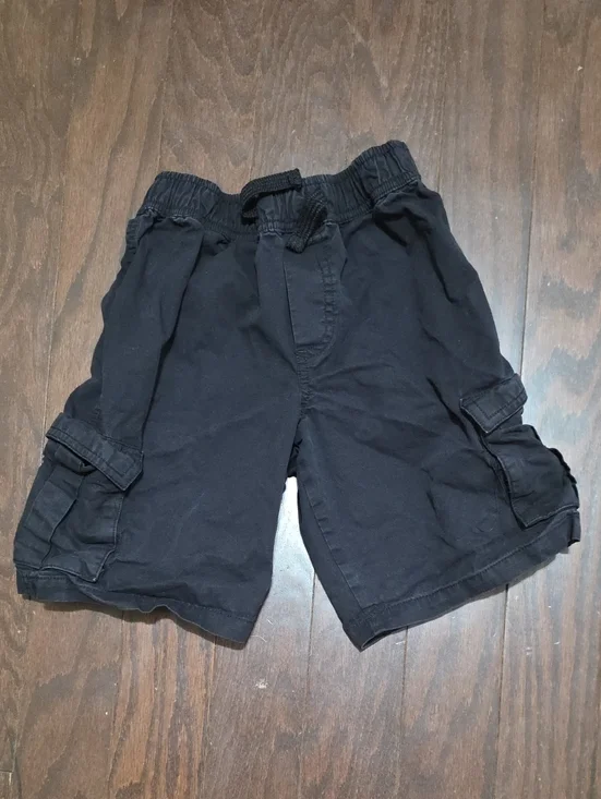 Kids Black Cargo Shorts with Elastic Waist