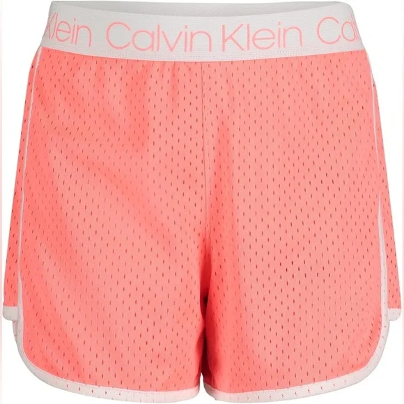 Calvin Klein Girls Performance Mesh Shorts Large Jolt‎ Pink Elastic Waist New