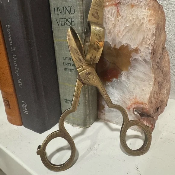 Vintage‎ Antique brass Decorative wick Scissors candle snuffer