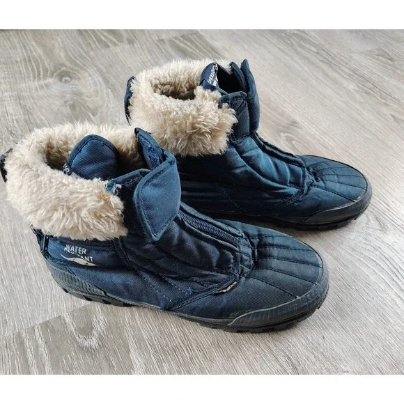 Vtg Kangaroo Waterproof Sherpa Lined Steel Shank‎ Snow Boots Zip Pocket Size 7.5