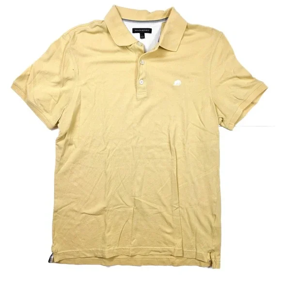Banana Republic Pastel Yellow 1/4 Button Up Short‎ Sleeve Shirt Men's Size Large