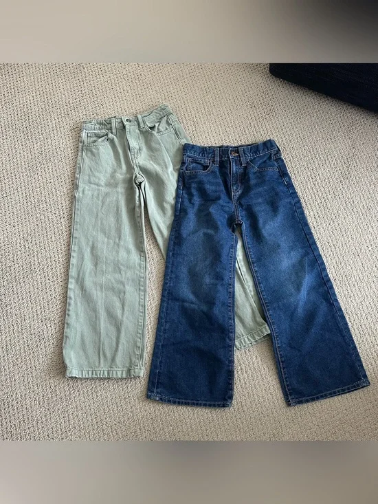 Old Navy & Hello Franki bundle Wide Leg Jeans Pair in Sage Green and Dark Indigo