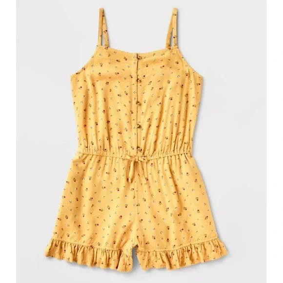 Girls' Adaptive Sleeveless Floral Romper, Medium