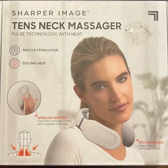 NWT Sharper Image Tens Neck Massager Pulse Technology with Heat and Remote