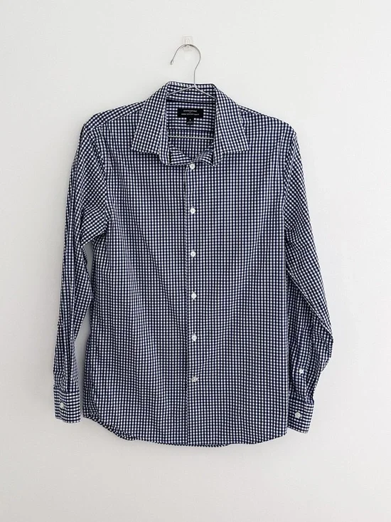 Banana Republic Men’s Blue White Gingham Slim Fit Button Down Shirt Size S