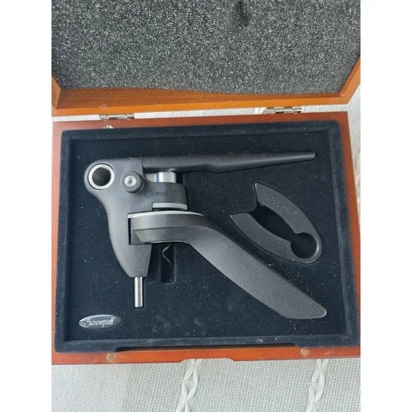 Chef's Leverpull Wine Opener‎ Corkscrew Wood Box Set Professional Lever VTG