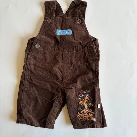 Disney Baby Tigger Snow Cool Brown Corduroy Overalls 0-3M Winnie the Pooh