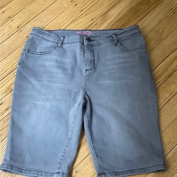 The Children’s Place Gray Bermuda Jean Shorts Girls Size 16