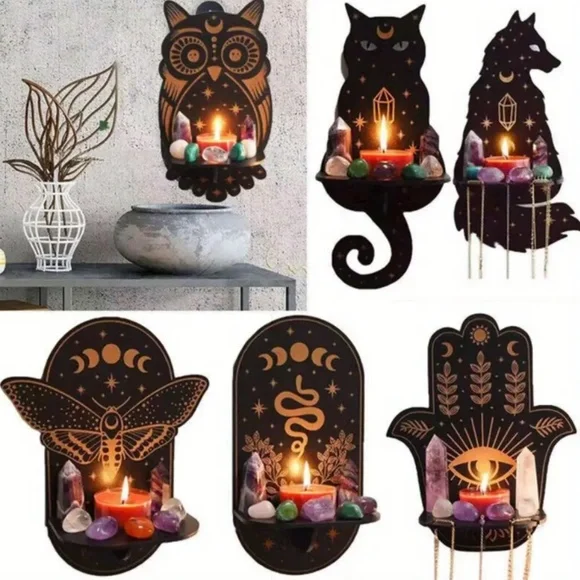 NIP! Black & Gold Crystal & Gemstone Wall Mounted Display Shelves! You Pick ONE!