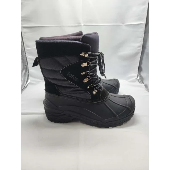 Totes Waterproof Insulated Winter Snow Boots Black Size 8 Mens Used