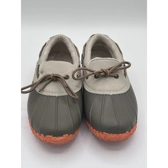 JBU Jambu Gwen Weather Ready Slip On Rubber Duck Shoes-Size 6.5-Gray/Orange/Fur