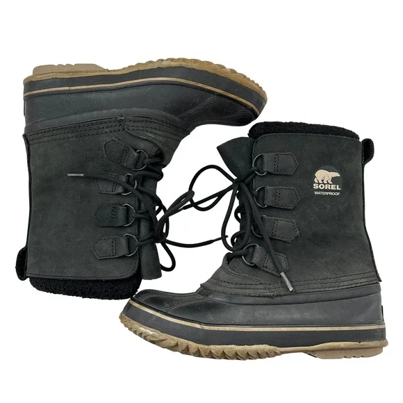 Sorel Winter Carnival Black Waterproof Snow Boots NL1645-012 Men's 7