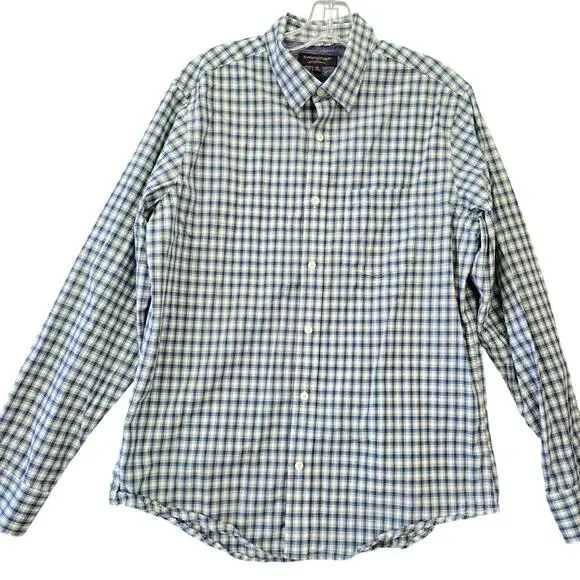 Banana Republic Blue White Plaid Shirt Long Sleeve Button Up Slim Fit Men Size M