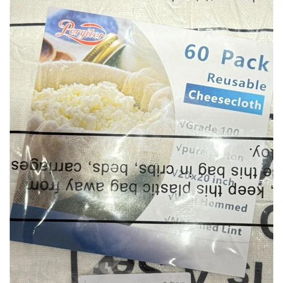 Peryiter 60-Pack‎ of 20x20 inch reusable cheesecloths.