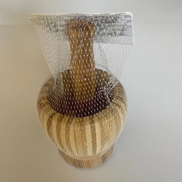 Tahari Two Toned Bamboo Mortar and Pestle