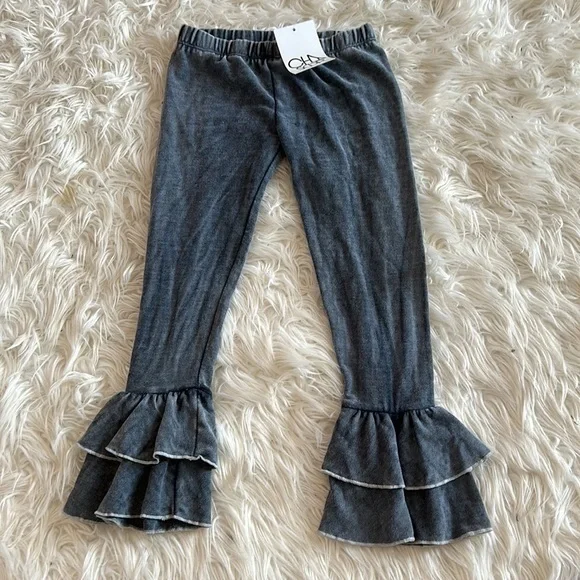 NWT, Chaser, super soft ruffle flare bell bottom pants, size 6