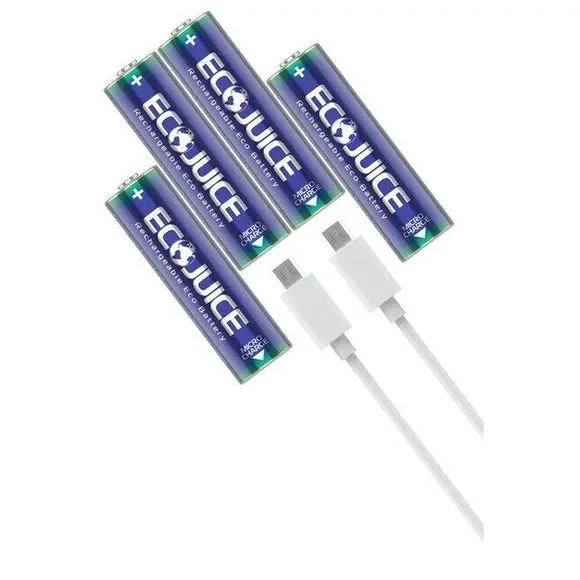 4 Aa Ecojuice Ni-mh Rechargeable Batteries 1000mah Tzumi 4797 Open Box